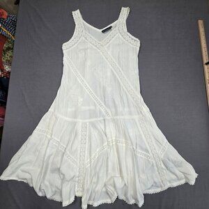 Coline White Embroidered Lace Sleeveless Boho Dress XXL Beachy Fairy Gypsy